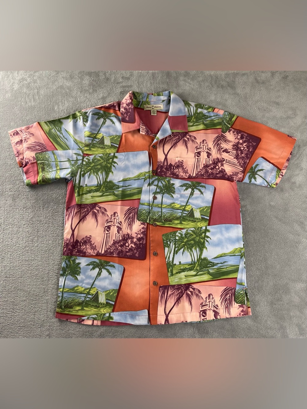 Tommy Bahama Men's Medium All Over Tropical Hawaiian Scenic Scenes Silk Floral M